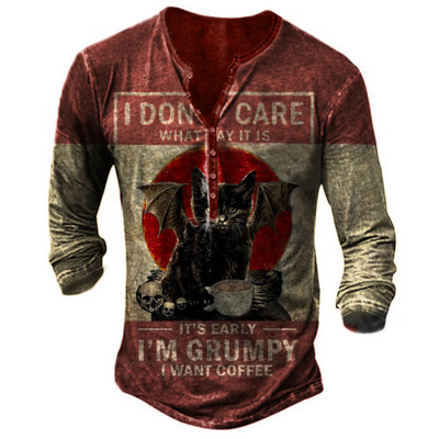 Muška osobnost, modna sportska majica dugih rukava s V ovratnikom i gumbima, muška oversize vintage majica.