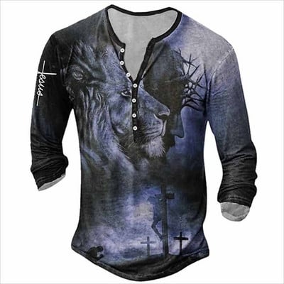 Muška osobnost, modna sportska majica dugih rukava s V ovratnikom i gumbima, muška oversize vintage majica.