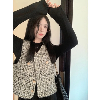 2023 Νέο αρωματικό αμάνικο γιλέκο Γυναικείο φθινοπωρινό χειμερινό ταμπεραμέντο Ευέλικτο πτυσσόμενο γιλέκο σε V λαιμόκοψη