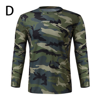 2022 Нова класическа мъжка камуфлажна тениска с дълъг ръкав Пролет Есен Военна тактическа камуфлажна тениска Тънка ежедневна тениска Облекло