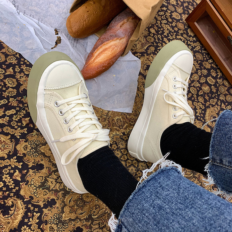 Άνοιξη 2022 Νέα Μόδα Αθλητικά Παπούτσια Γυναικεία Βουλκανιζέ Παπούτσια Καμβάς που αναπνέει περιστασιακά συμπαγή γυναικεία παπούτσια για τρέξιμο Γυναικεία παπούτσια