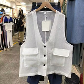 Γυναικεία γιλέκα 2023 Μινιμαλιστικό Κλασικό Casual Ρετρό Γυναικείο Ανοιξιάτικο Κορεάτικο στυλ Σχέδιο με λαιμόκοψη V Καθημερινή Μόδα Loose Pure