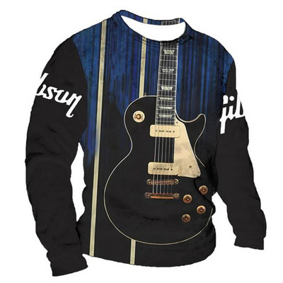 2022 Vana stiilis T-särk meeste särk kitarri graafika trükitud pikkade varrukatega top 5xlo kaelusega T-särk oversized T-särk