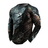 Vintage ανδρικά μακρυμάνικα μπλουζάκια 3d printed Skull Long T-shirt για άντρες Street O Neck Πουλόβερ μεγάλου μεγέθους Ανδρικά ρούχα