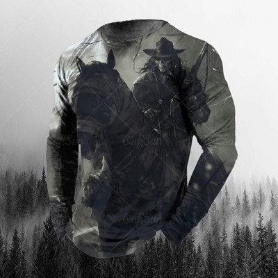 Vintage ανδρικά μακρυμάνικα μπλουζάκια 3d printed Skull Long T-shirt για άντρες Street O Neck Πουλόβερ μεγάλου μεγέθους Ανδρικά ρούχα