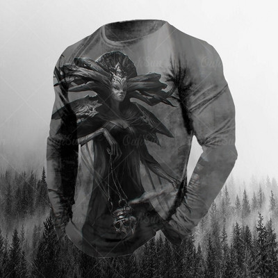 Vintage ανδρικά μακρυμάνικα μπλουζάκια 3d printed Skull Long T-shirt για άντρες Street O Neck Πουλόβερ μεγάλου μεγέθους Ανδρικά ρούχα