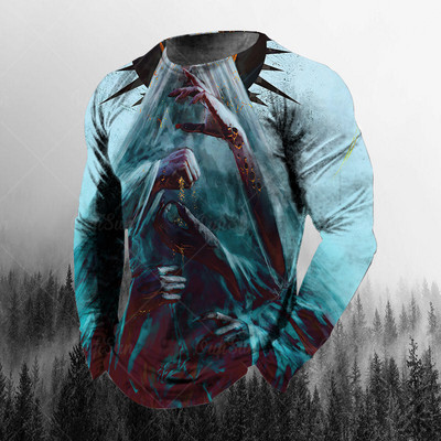 Vintage ανδρικά μακρυμάνικα μπλουζάκια 3d printed Skull Long T-shirt για άντρες Street O Neck Πουλόβερ μεγάλου μεγέθους Ανδρικά ρούχα