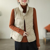 Φθινόπωρο χειμερινό 2023 πουπουλένιο γιλέκο Γυναικείο φαρδύ χοντρό ζεστό παλτό Γυναικείο αμάνικο γιλέκο Parkas Πανωφόρι σακάκι