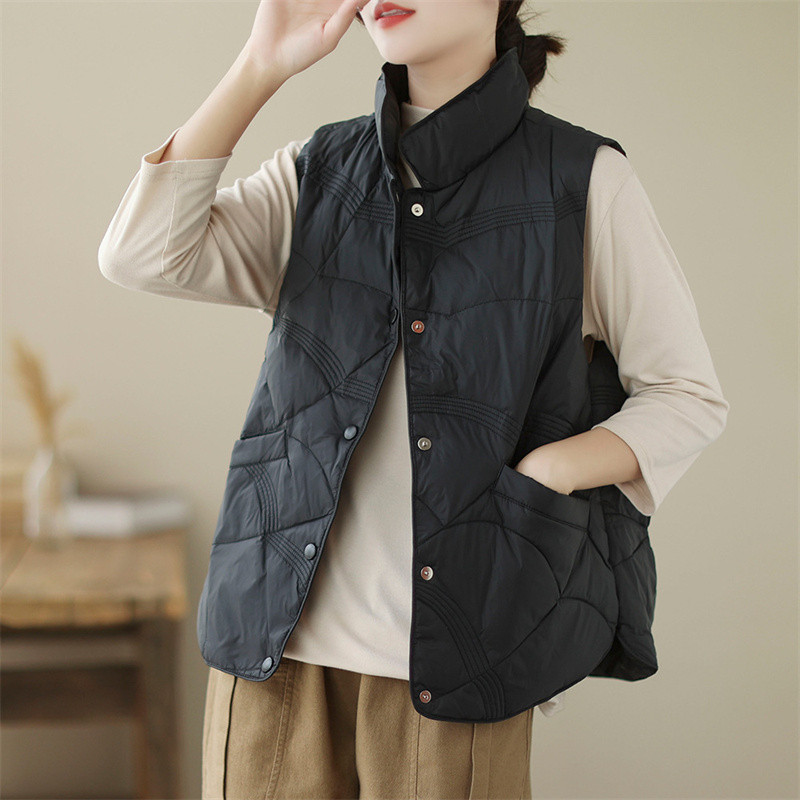 Φθινόπωρο χειμερινό 2023 πουπουλένιο γιλέκο Γυναικείο φαρδύ χοντρό ζεστό παλτό Γυναικείο αμάνικο γιλέκο Parkas Πανωφόρι σακάκι