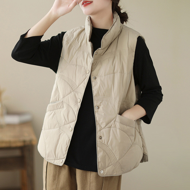 Φθινόπωρο χειμερινό 2023 πουπουλένιο γιλέκο Γυναικείο φαρδύ χοντρό ζεστό παλτό Γυναικείο αμάνικο γιλέκο Parkas Πανωφόρι σακάκι