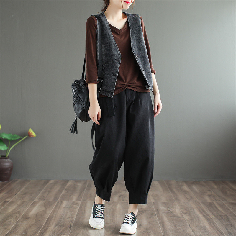 2022 Νέο ανοιξιάτικο φθινοπωρινό τζιν γιλέκο Γυναικείο ρετρό αμάνικο κοντό τζιν γιλέκο Γυναικείο παλτό Casual σακάκια Γυναικεία μπλουζάκια