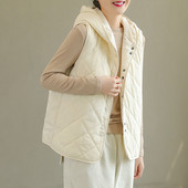 Νέο γυναικείο βαμβακερό γιλέκο με επένδυση Γυναικείο φθινοπωρινό χειμώνα Ζεστό κορεάτικο κομψό casual ελαφρύ, μασίφ γιλέκο parka, γυναικεία ρούχα