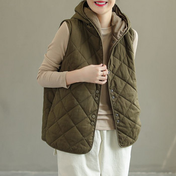 Νέο γυναικείο βαμβακερό γιλέκο με επένδυση Γυναικείο φθινοπωρινό χειμώνα Ζεστό κορεάτικο κομψό casual ελαφρύ, μασίφ γιλέκο parka, γυναικεία ρούχα