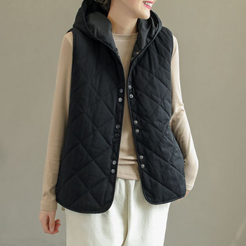 Νέο γυναικείο βαμβακερό γιλέκο με επένδυση Γυναικείο φθινοπωρινό χειμώνα Ζεστό κορεάτικο κομψό casual ελαφρύ, μασίφ γιλέκο parka, γυναικεία ρούχα