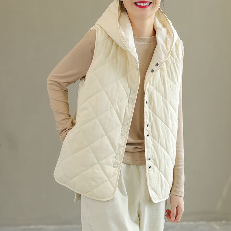 Νέο γυναικείο βαμβακερό γιλέκο με επένδυση Γυναικείο φθινοπωρινό χειμώνα Ζεστό κορεάτικο κομψό casual ελαφρύ, μασίφ γιλέκο parka, γυναικεία ρούχα