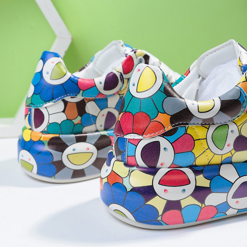 Naiste tossud suvised sügismoe platvormid välistossud Trend Graffiti kingad Mugavad nööriga lamedad tossud