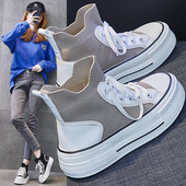 2022 Φθινόπωρο και Χειμώνας Νέα Γυναικεία Παπούτσια Ψηλά Πλεκτά Βουλκανιζέ Παπούτσια Γυναικεία Casual Παπούτσια Άνετα και αναπνεύσιμα αθλητικά παπούτσια