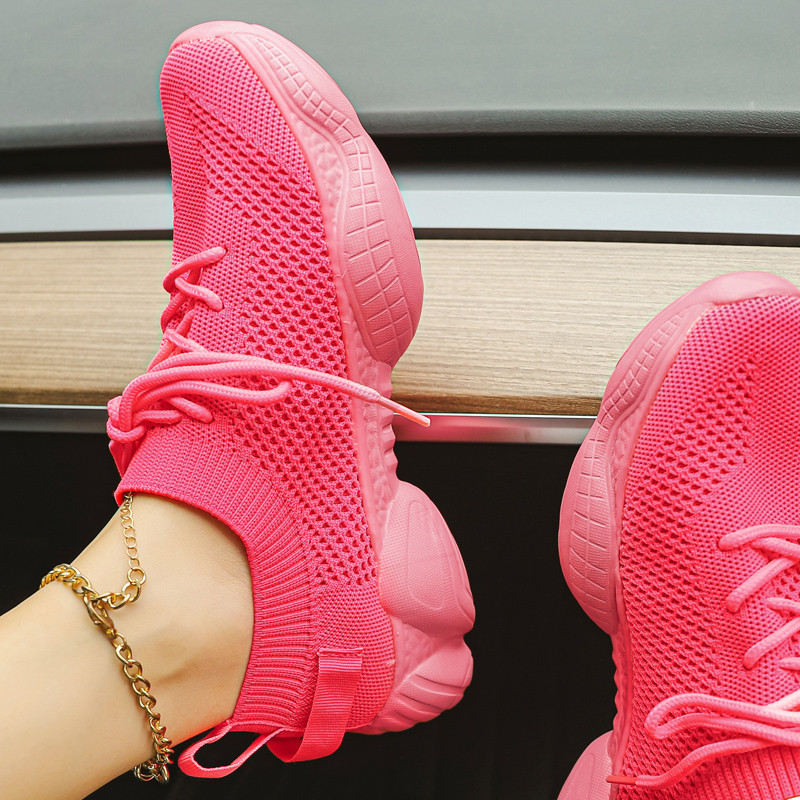 Lamedad paksud tossud naiste jalanõud, suvised vabaaja hingavad võrk, pluss 44 jalanõud, platvorm, sportlik jooksujalatsid Vulcanize