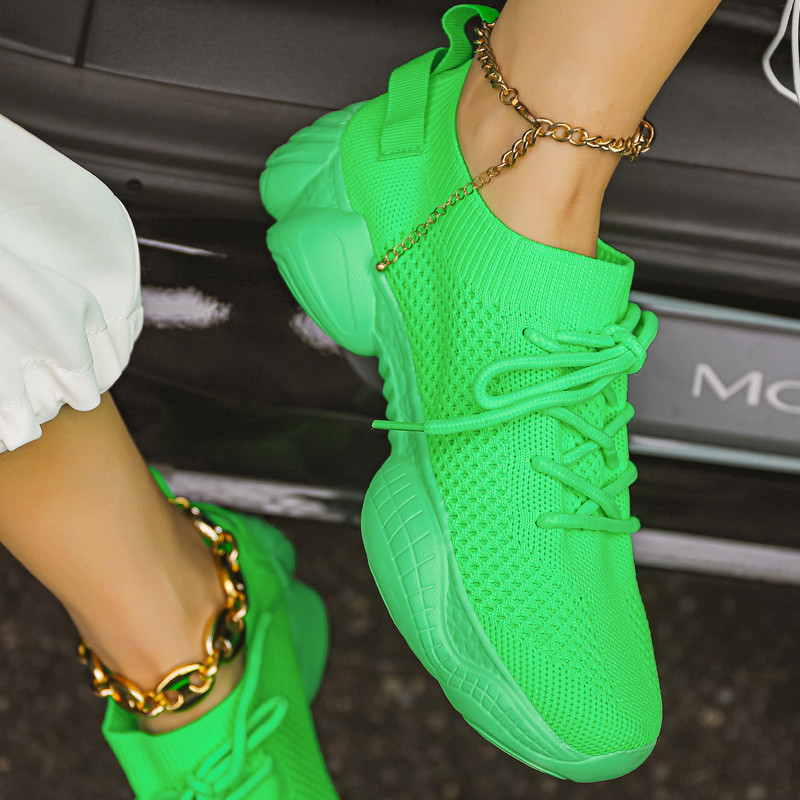 Lamedad paksud tossud naiste jalanõud, suvised vabaaja hingavad võrk, pluss 44 jalanõud, platvorm, sportlik jooksujalatsid Vulcanize