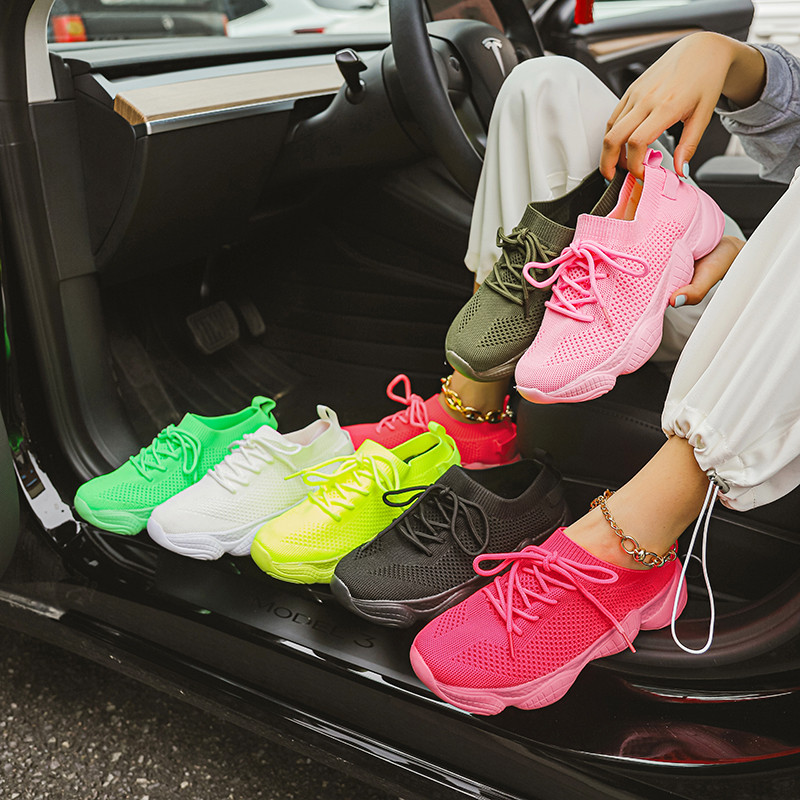 Lamedad paksud tossud naiste jalanõud, suvised vabaaja hingavad võrk, pluss 44 jalanõud, platvorm, sportlik jooksujalatsid Vulcanize