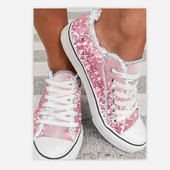 Γυναικεία πάνινα παπούτσια με ντεγκραντέ ροζ στάμπα με κορδόνια casual καμβά Γυναικεία παπούτσια βουλκανιζέ Φοιτητικά αθλητικά παπούτσια για τρέξιμο Plu Size 43