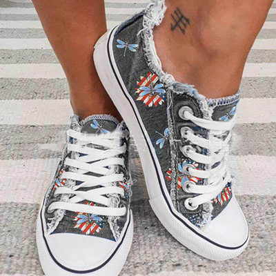 Γυναικεία πάνινα παπούτσια με ντεγκραντέ ροζ στάμπα με κορδόνια casual καμβά Γυναικεία παπούτσια βουλκανιζέ Φοιτητικά αθλητικά παπούτσια για τρέξιμο Plu Size 43