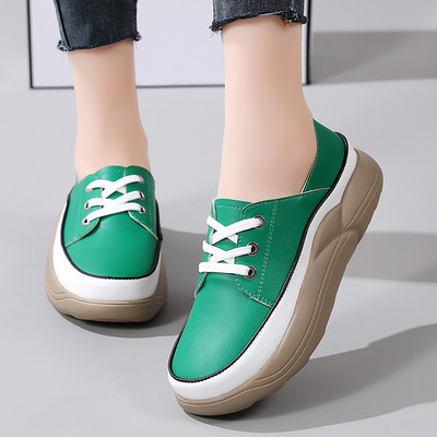 Uued 2023. aasta kevadsuvised naiste nahast Korea paksu tallaga tüdrukute vabaajajalatsid Trend Vulcanized Shoes Naiste tossud