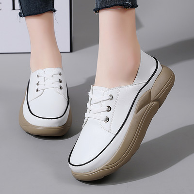 Uued 2023. aasta kevadsuvised naiste nahast Korea paksu tallaga tüdrukute vabaajajalatsid Trend Vulcanized Shoes Naiste tossud