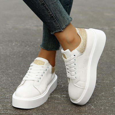 Γυναικεία πάνινα παπούτσια πλατφόρμας Γυναικεία καλοκαιρινά παπούτσια τένις Γυναικεία λευκά παπούτσια Κρυστάλλινα παπούτσια για γυναίκες Νέο Vulcanize μέγεθος 43 Off White Παπούτσια