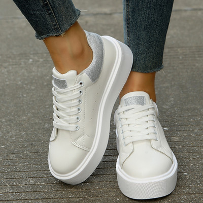 Γυναικεία πάνινα παπούτσια πλατφόρμας Γυναικεία καλοκαιρινά παπούτσια τένις Γυναικεία λευκά παπούτσια Κρυστάλλινα παπούτσια για γυναίκες Νέο Vulcanize μέγεθος 43 Off White Παπούτσια