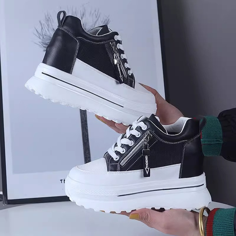 2023. aasta naiste tossud kõrge platvormiga kingad 8 cm kiilukontsad õues kevad, sügisene nahk, paksud kingad, nööriga vabaajajalatsid, naine