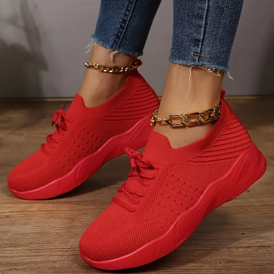 Αθλητικά Παπούτσια Γυναικεία Μόδα Lace Up Πλατφόρμα Αθλητικά Γυναικεία Casual Παπούτσια Flat Mesh Αθλητικά Παπούτσια Γυναικεία παπούτσια από καμβά Vulcanize