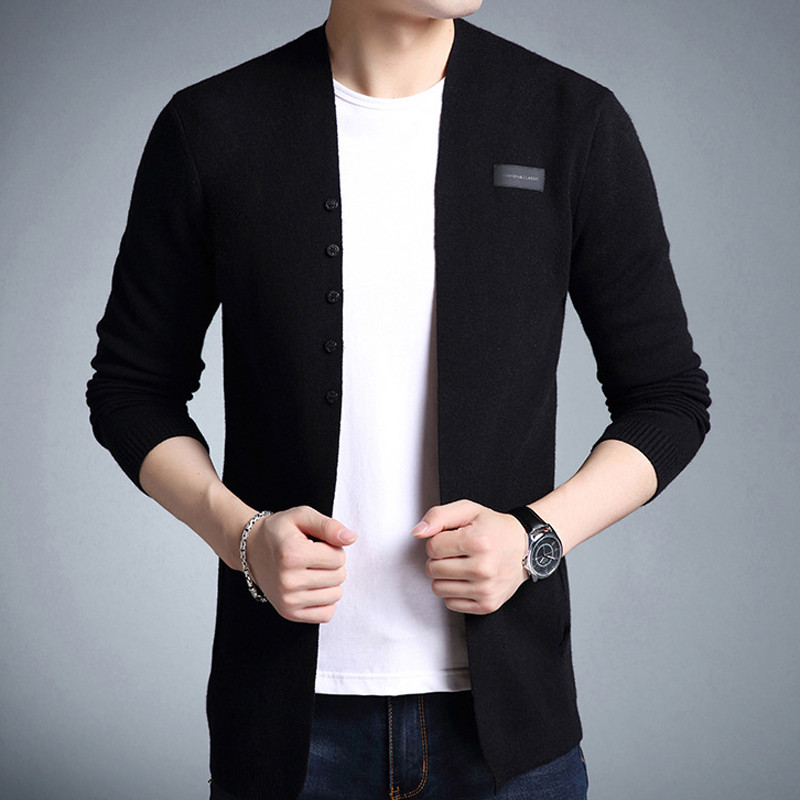 Meeste kevad-sügismood õhukesed kampsunmantlid Meeste Slim Fit V-kaelusega kardigan riided Meeste vabaaja kootud jakid