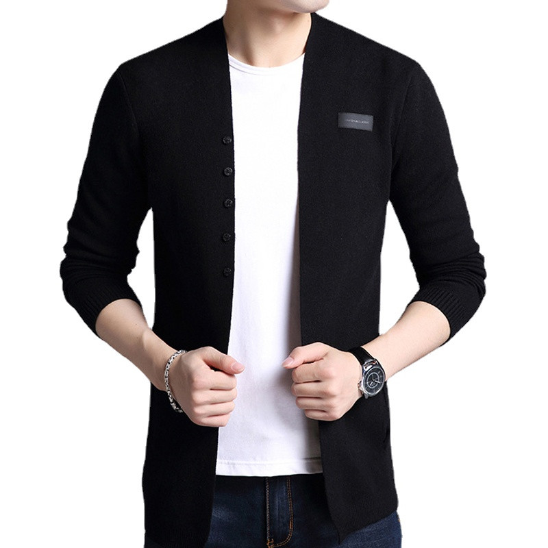Meeste kevad-sügismood õhukesed kampsunmantlid Meeste Slim Fit V-kaelusega kardigan riided Meeste vabaaja kootud jakid
