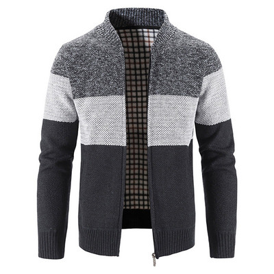 Sügistalvine meeste lapiline kampsun mantel Villane kootud kampsun meeste tõmblukk kootud paks mantel Soe vabaaja kudumine kampsun jakid