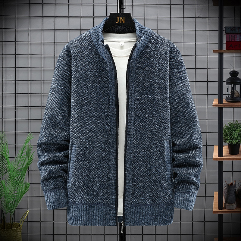 Φθινοπωρινό χειμωνιάτικο ανδρικό παλτό πουλόβερ ψεύτικη γούνα μάλλινο πουλόβερ Ανδρικά μπουφάν Πλεκτό με φερμουάρ Χοντρό παλτό Ζακέτα ζεστό καθημερινό πλεκτό
