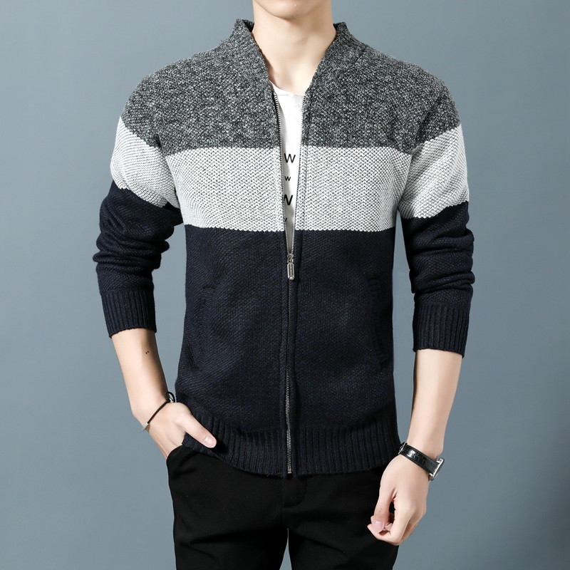 Modna odjeća Muški debeli poslovni ležerni džemper Kardigan Muška uska pletena odjeća Topla zimska pletena džemper