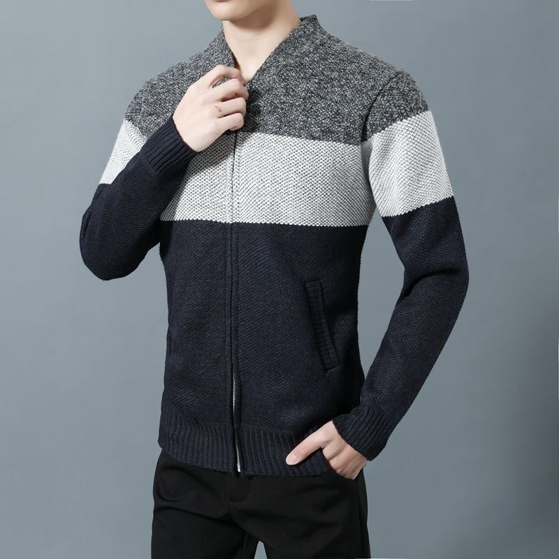 Modna odjeća Muški debeli poslovni ležerni džemper Kardigan Muška uska pletena odjeća Topla zimska pletena džemper