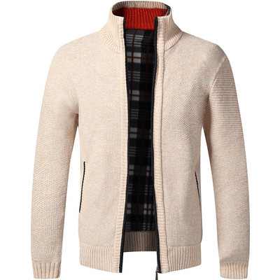 Φθινοπωρινό χειμωνιάτικο ανδρικό πλεκτό παλτό Ζεστό πουλόβερ Ζακέτα με φερμουάρ μόδας χοντρό περιστασιακό πλεκτό γιακά