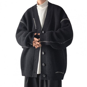 Πουλόβερ με λαιμόκοψη V για άντρες Κορεάτικες ζακέτες Casual Πλεκτό πουλόβερ μονόστομο Φθινόπωρο Χειμώνας Νέα Χαλαρά Πλεκτά Αντρική Ζακέτα