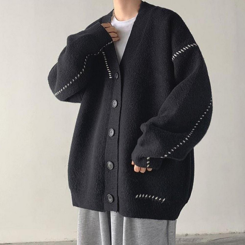 V-kaelusega kampsunid meestele Korea kampsunid vabaaja üherealine kampsun Sügis-talv Uus avar kudum Meeste kardigan