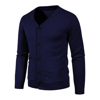 Νέα ανδρικά κουμπιά ζακέτας μόδας Casual μακρυμάνικο πλεκτό πουλόβερ μονόχρωμες τσέπες Ζεστά παλτό Ropa de hombre Μπλουζάκια μπουφάν