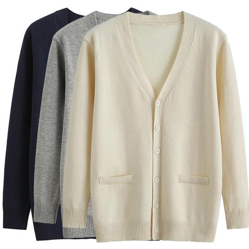 Korejski kardigan muški džemper pleteni gornji dio muške odjeće tamnoplavi džemper dugih rukava s v izrezom oversize džemper jakna muški kaput