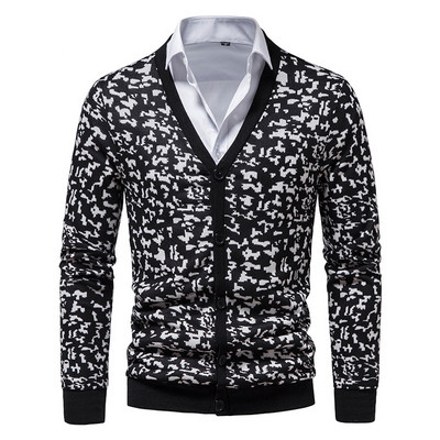 Vintage mustriga kootud kašmiirkardigan meeste 2022 brändi Slim Fit Casual V kaelusega vabaaja kampsun meeste kampsun Hombre xxl