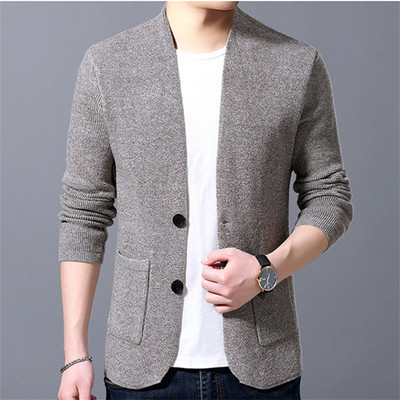 Uus kampsun kardigan meeste kausaalne villane üherealine silmkoeline kampsun jakid Mantlid Mood meeste vabaaja kampsun kardigan mantlid