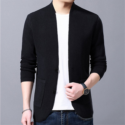 Uus kampsun kardigan meeste kausaalne villane üherealine silmkoeline kampsun jakid Mantlid Mood meeste vabaaja kampsun kardigan mantlid