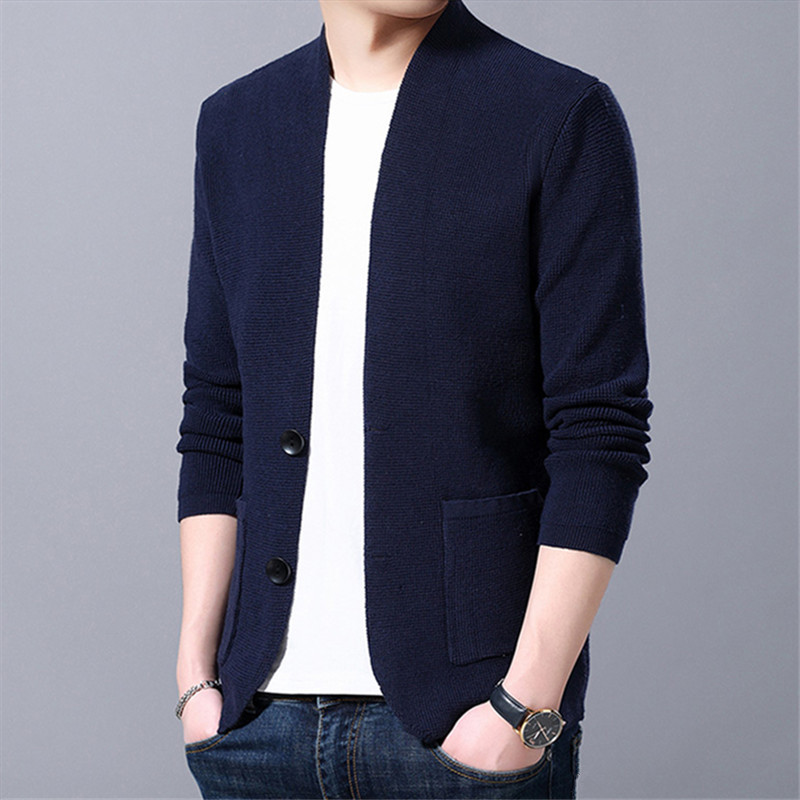 Uus kampsun kardigan meeste kausaalne villane üherealine silmkoeline kampsun jakid Mantlid Mood meeste vabaaja kampsun kardigan mantlid