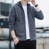 Uus talvine kampsun meeste fliisist kootud kardigan meeste kapuutsiga soe Casaul kudumine ülerõivaste mantlid õhukesed lukuga kampsun jakid