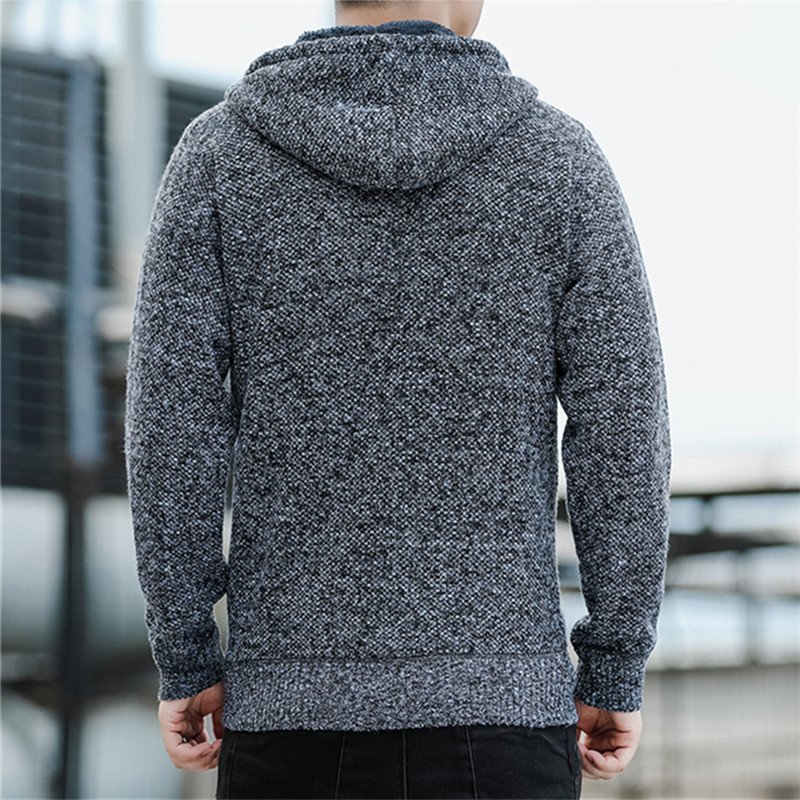 Uus talvine kampsun meeste fliisist kootud kardigan meeste kapuutsiga soe Casaul kudumine ülerõivaste mantlid õhukesed lukuga kampsun jakid