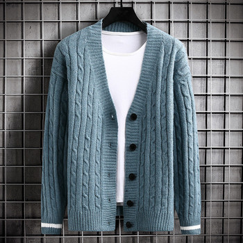 Φθινοπωρινό ανδρικό πουλόβερ Ζακέτα Slim Fit Single Breasted μονόχρωμη Πλεκτή Ζακέτα Ανδρική Causal Sweater Coat Ανδρικά ρούχα 2022